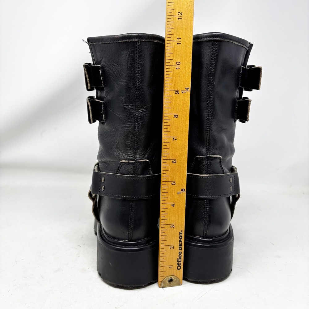 Steve Madden Black Leather Moto Harness Platform Lug Sole Boots Womens Size 7M - Picture 7 of 10